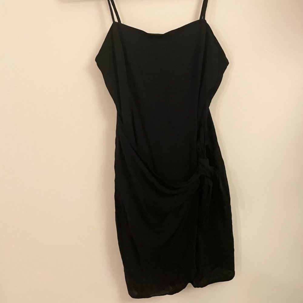 Black tie-front dress